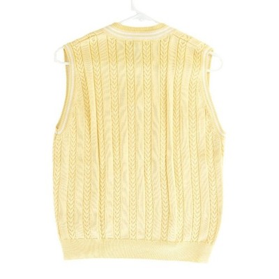 IZOD Sweater Vest Women's Size Medium Yellow Cable Knit Cotton Golf Collegiate - Image 3