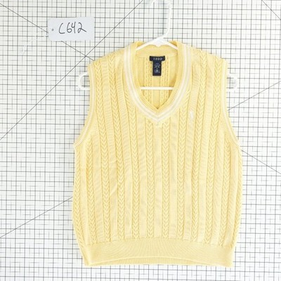 IZOD Sweater Vest Women's Size Medium Yellow Cable Knit Cotton Golf Collegiate - Image 6