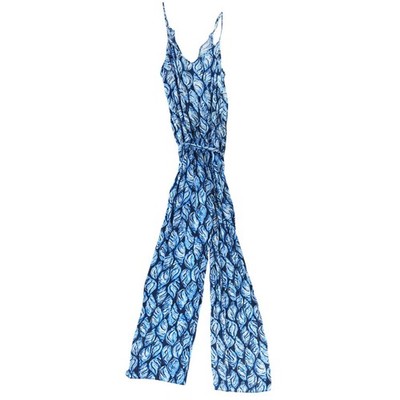 Lilly Pulitzer Jumpsuit Women's Size XS Blue White Abstract Print Wide Leg - Image 3
