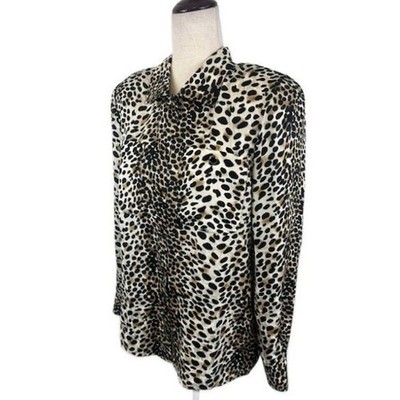 Adrianna Papell Silk Leopard Print Button Blouse Shirt Size 10 - Image 2