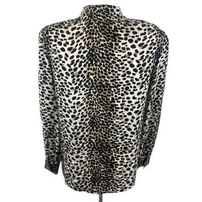 Adrianna Papell Silk Leopard Print Button Blouse Shirt Size 10 - Image 3