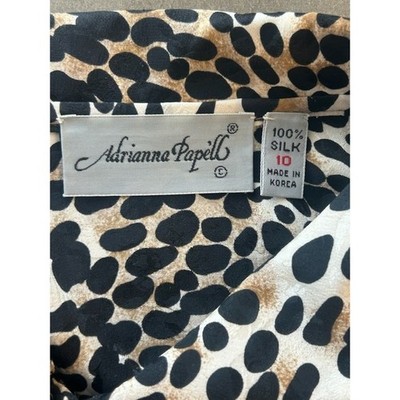 Adrianna Papell Silk Leopard Print Button Blouse Shirt Size 10 - Image 4