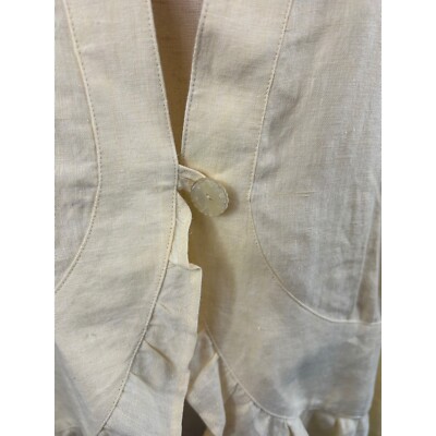 J. Jill 100% Linen Cardigan Jacket Ruffle Lightweight Yellow Size Large - Image 2