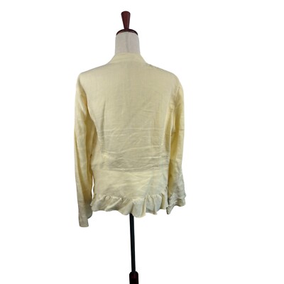 J. Jill 100% Linen Cardigan Jacket Ruffle Lightweight Yellow Size Large - Image 3