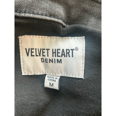Velvet Heart Denim Jacket Gray Black Distressed Western Jean Jacket Size Medium - Image 3