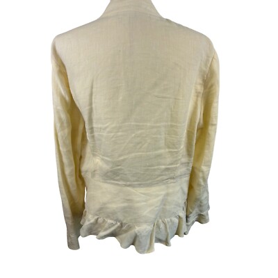 J. Jill 100% Linen Cardigan Jacket Ruffle Lightweight Yellow Size Large - Image 6