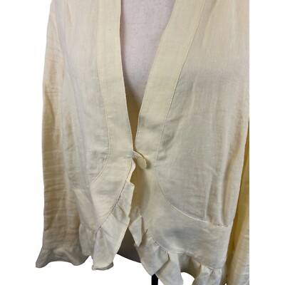J. Jill 100% Linen Cardigan Jacket Ruffle Lightweight Yellow Size Large - Image 7