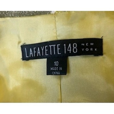 Lafayette 148 New York Green Linen Lined Floral 3/4 Sleeve Blazer Jacket Size 10 - Image 5