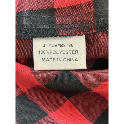JODIFL Women's Size Small Red Black Buffalo Plaid Smocked Peasant Top - Image 4