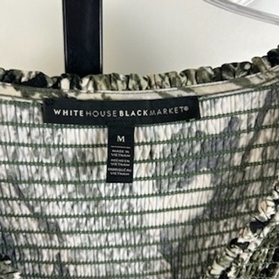 White House Black Market Women's Size Medium Snake Print Smocked V-Neck Blouse - Image 3