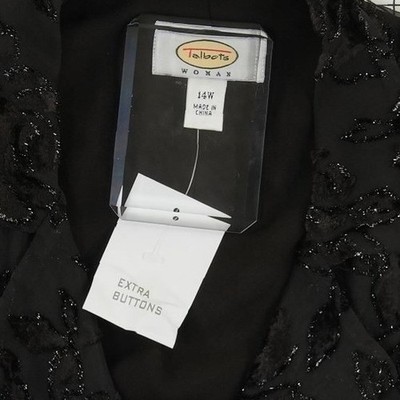 NWT Talbots Blazer Women's Size 14W Black Floral Devore Velvet Jacket - Image 4