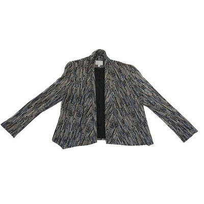 Alberto Makali Blazer Women's Size Large Blue Black Chevron Open Front Jacket - Image 2