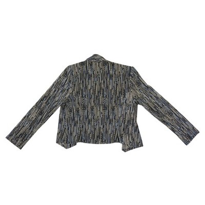 Alberto Makali Blazer Women's Size Large Blue Black Chevron Open Front Jacket - Image 3