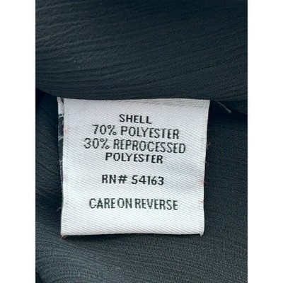 Tommy Hilfiger Blouse Top Women's Size Large Black Chiffon Ruffle V-Neck Holiday - Image 5