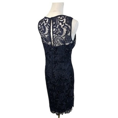 Adrianna Papell Lace Dress Cocktail Party Sleeveless Navy Blue Size 8 - Image 3