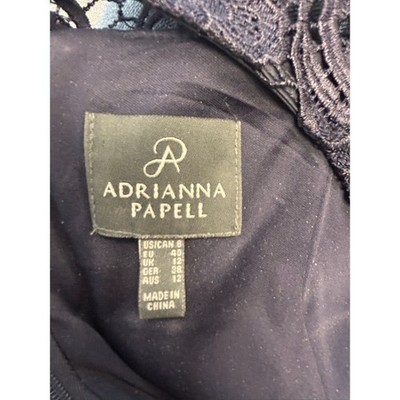 Adrianna Papell Lace Dress Cocktail Party Sleeveless Navy Blue Size 8 - Image 4