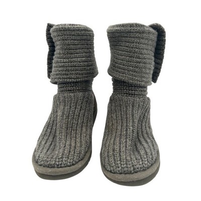 UGG Australia Cardy Knit Boots Gray Wool Blend Button Up Booties Womens Size 5 - Image 2