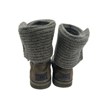 UGG Australia Cardy Knit Boots Gray Wool Blend Button Up Booties Womens Size 5 - Image 3