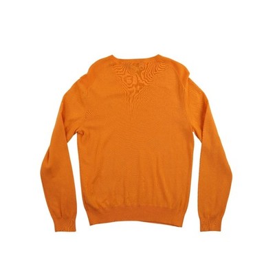 Polo Ralph Lauren Sweater Men's Orange Pima Cotton V-Neck Blue Pony Size Medium - Image 2