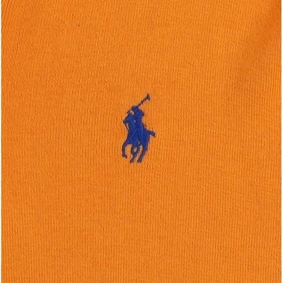Polo Ralph Lauren Sweater Men's Orange Pima Cotton V-Neck Blue Pony Size Medium - Image 3