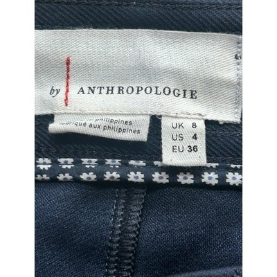 Anthropologie Bryson Navy Blue High Waist Button Front Cropped Pants Size 4 - Image 3