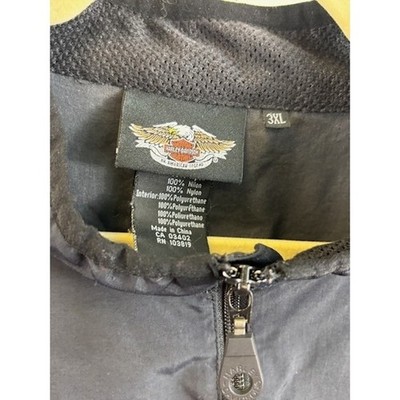 Harley Davidson Men's Size 3XL Black Nylon Moto Windbreaker Anorak Jacket - Image 5