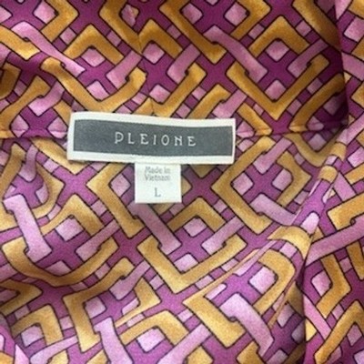 Pleione Women's Size Large Purple Geometric Sleeveless Bow Neck Blouse - Image 3