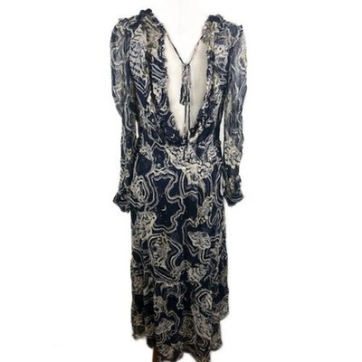 Anthropologie Printer Johnson Long-Sleeve V neck Tiered Midi Dress Size Large - Image 3