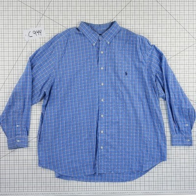Ralph Lauren Shirt Men's Size 3XB Blue Plaid 100% Cotton Button Down - Image 6