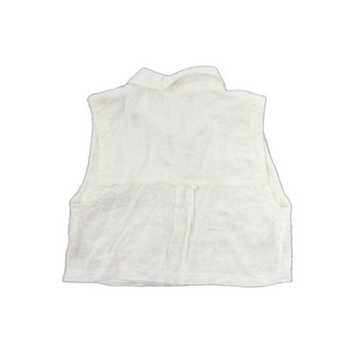 Pilcro Anthropologie 100% Linen Top Women's Size Medium White Crop Utility Vest - Image 3