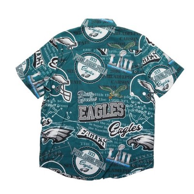 NFL Team Apparel Philadelphia Eagles Men's Size Large Green Hawaiian Shirt - Image 2
