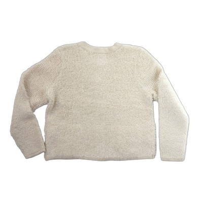 New Lucky Brand Cardigan Sweater Women's Size Large Cream Boucle Star Buttons - Image 3