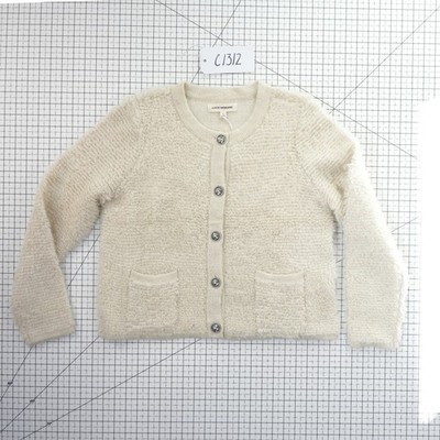 New Lucky Brand Cardigan Sweater Women's Size Large Cream Boucle Star Buttons - Image 7