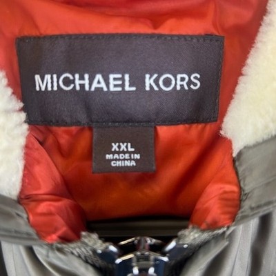 Michael Kors Down Coat Puffer Jacket Women's Size XXL Hooded Sherpa Merino Wool - Image 3