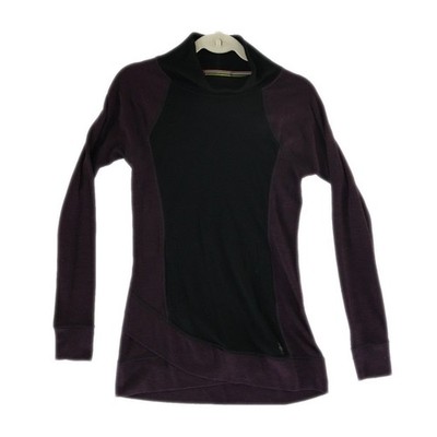 Smartwool Sweater Dreas Women's Size XS Black Purple Merino Wool Funnel Neck - Image 2