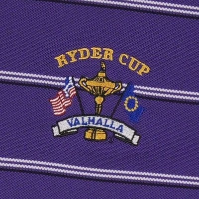 Cutter & Buck Men's Size Large Purple Striped Ryder Cup Valhalla Golf Polo Shirt - Image 3