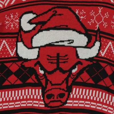 NBA Men's Size Large Red Black Chicago Bulls Ugly Christmas Sweater Santa - Image 3