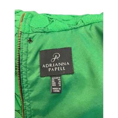 Adrianna Papell Green Lace Dress Sleeveless Cowl Neck Party Lined Size 12 - Image 4
