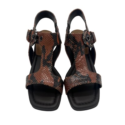 New Donald Pliner Erin Snake Embossed Leather Sandals T-Strap Size 9.5 M - Image 2