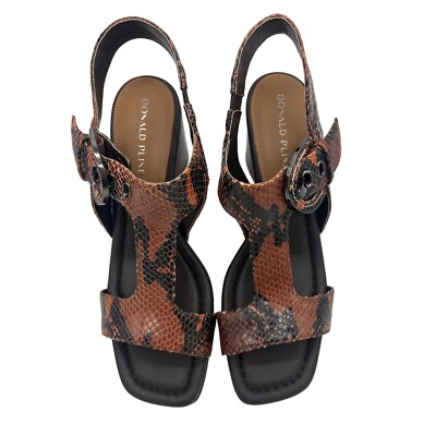 New Donald Pliner Erin Snake Embossed Leather Sandals T-Strap Size 9.5 M - Image 4
