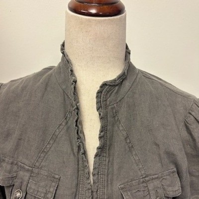 INC International Concepts 100% Linen Jacket Women's Size Medium Olive Green - Image 4