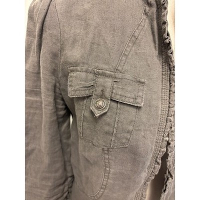 INC International Concepts 100% Linen Jacket Women's Size Medium Olive Green - Image 5