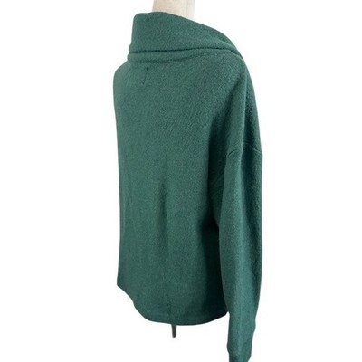 Sigrid Olsen Womens Green Boiled Wool Blend Cowl Neck Button Sweater Size XL - Image 3