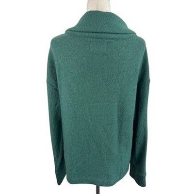 Sigrid Olsen Womens Green Boiled Wool Blend Cowl Neck Button Sweater Size XL - Image 4