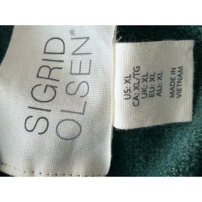 Sigrid Olsen Womens Green Boiled Wool Blend Cowl Neck Button Sweater Size XL - Image 5