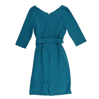 Boden Dress Women's Size 14R 14 R Teal Blue Ribbed V-Neck Belted Ottilie Ottoman - Image 3