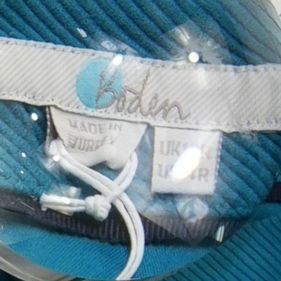 Boden Dress Women's Size 14R 14 R Teal Blue Ribbed V-Neck Belted Ottilie Ottoman - Image 5