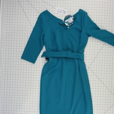 Boden Dress Women's Size 14R 14 R Teal Blue Ribbed V-Neck Belted Ottilie Ottoman - Image 8