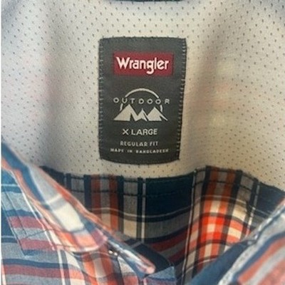 Wrangler Outdoor Plaid Shirt Vented Back Long Sleeve Snap Button Men's Size XL - Image 3