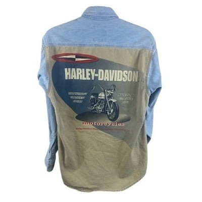 Vintage Harley Davidson Biker Blues Button Down Shirt Motorcycle Size Small - Image 2